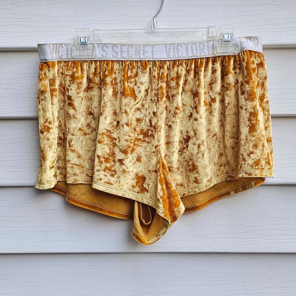 Victoria's Secret Gold Crushed Velvet Sleep Pajama Shorts